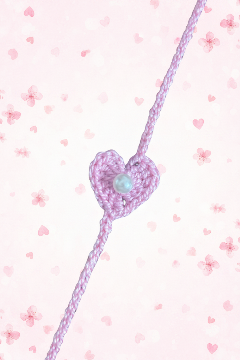 pink color little hert rakhi