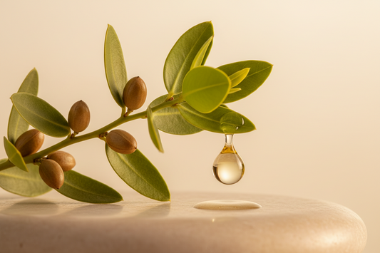 Jojoba plant or cold-pressed oil drop — Humble Bee natural skincare India