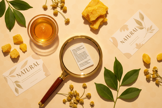 Ingredient label being read, or product with visible short list — Humble Bee natural skincare India