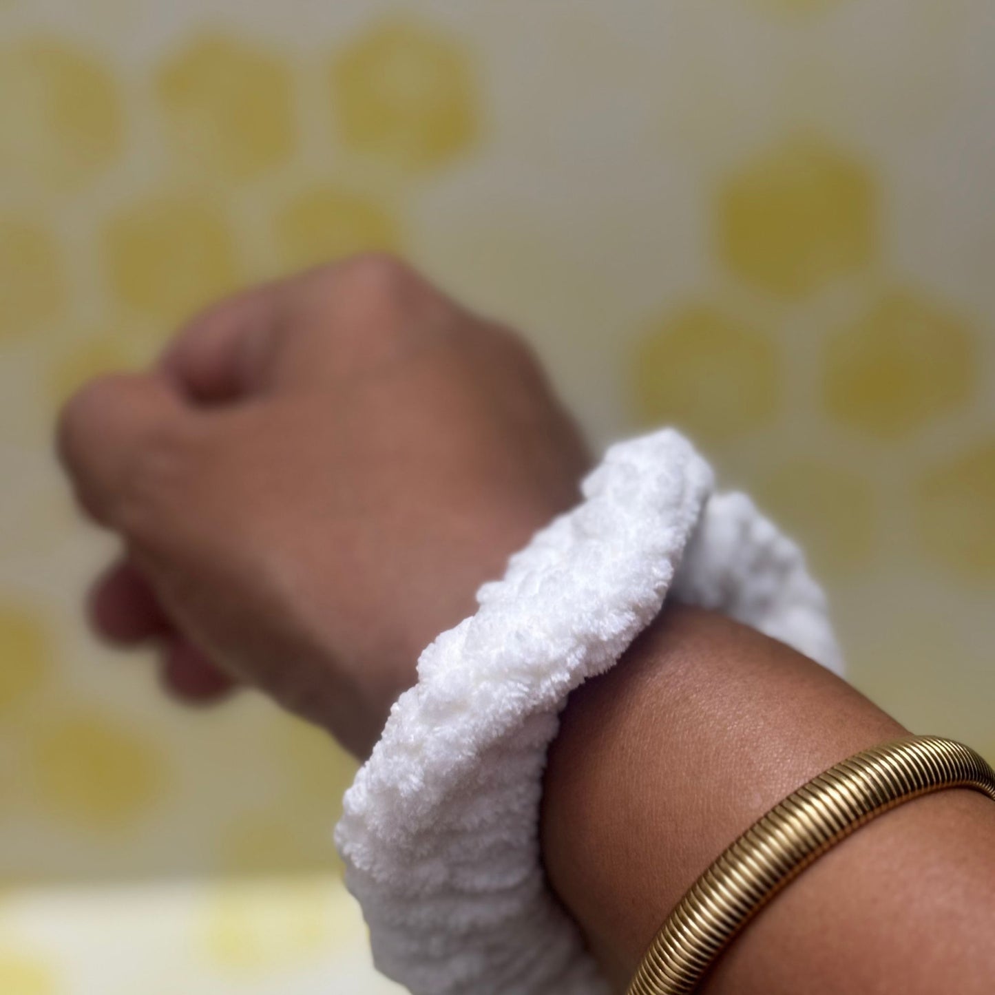 White Plush Handmade Scrunchie
