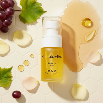BeeYou Body Oil golden oil texture — lightweight, non-sticky, absorbs into skin