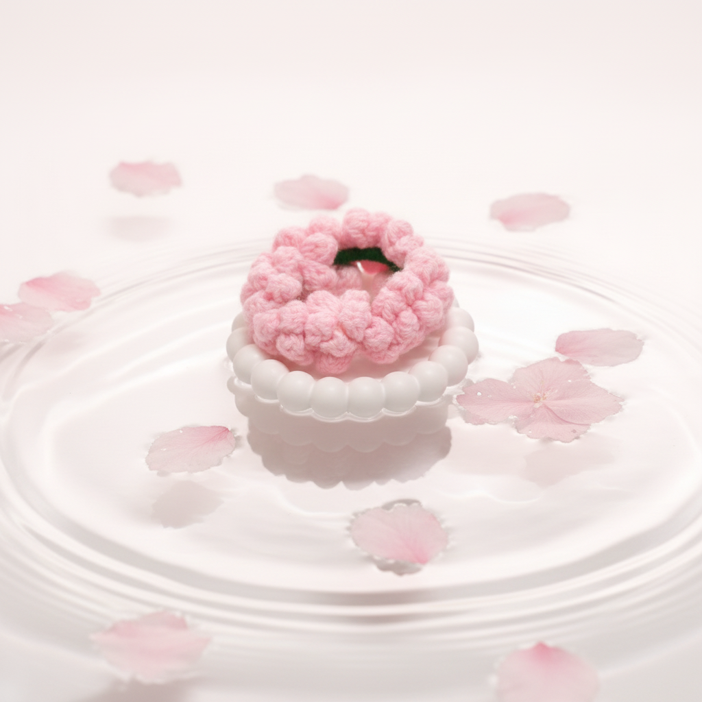 Pink crochet gajra scrunchie  — handmade Indian floral hair accessory