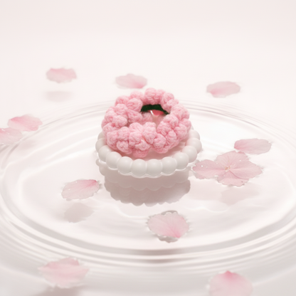 Pink crochet gajra scrunchie  — handmade Indian floral hair accessory