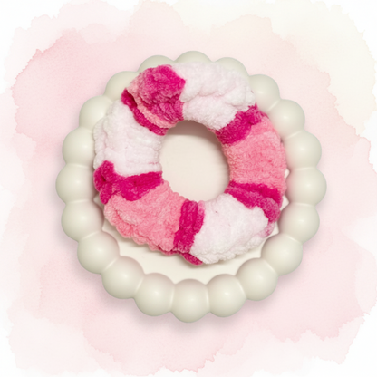 Pink ombre multi-colour fluffy scrunchie — handmade hot pink blush hair accessory 
